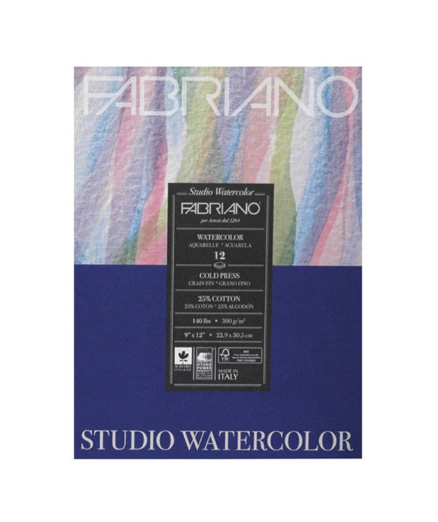 Fabriano Studio Watercolor Pad: 9" x 12", 140 lb., 12 Sheets / Cold-Press