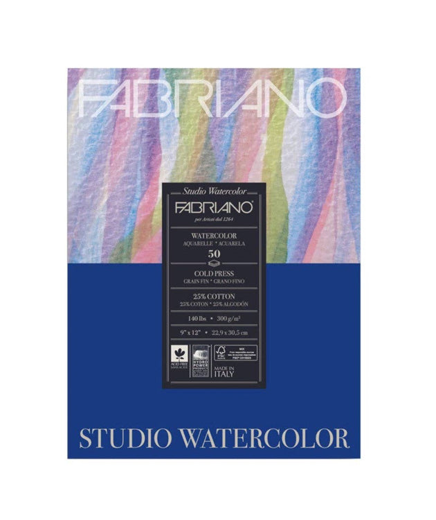 Fabriano Studio Watercolor Pad: 9" x 12", 140 lb., 50 Sheets / Cold-Press