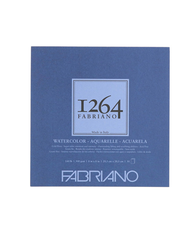 Fabriano 1264 Watercolor Pad, 140 140lb. (300gsm): Glue Bound, 8" x 8"