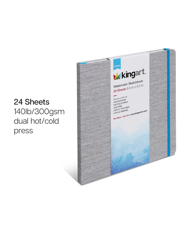 Hardcover Watercolor Sketchbook - 8.5” x 8.5” 140lb (300g) - 24 Sheets