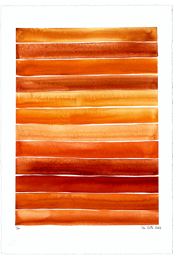 fine art print with bold orange watercolor strokes
