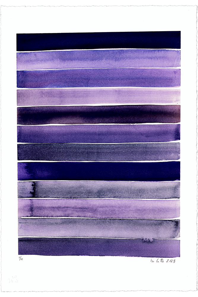 fine art print with bold purple watercolor strokes