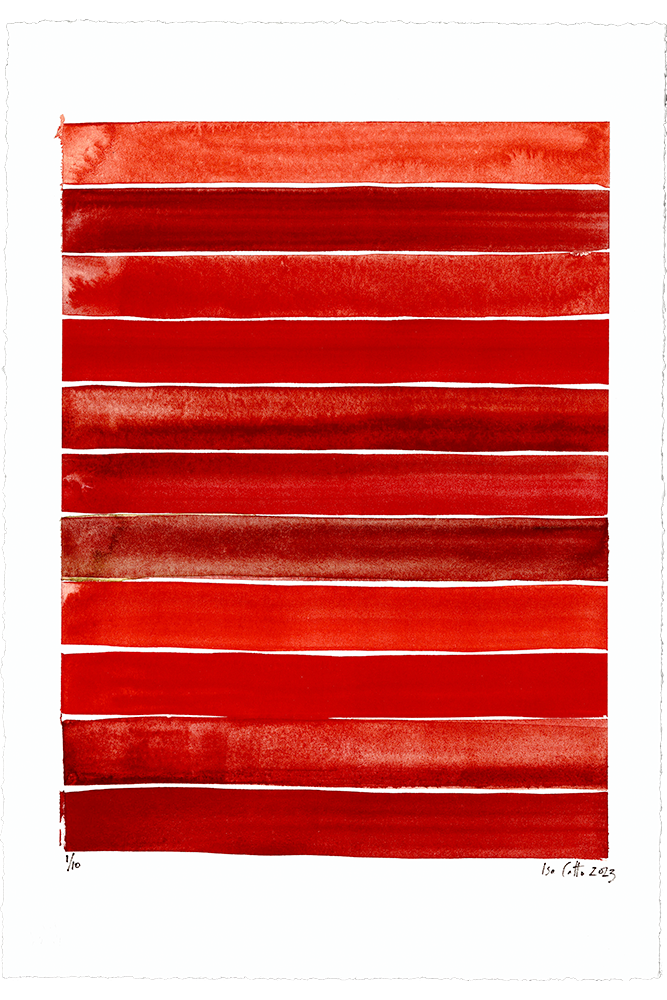 fine art print of watercolor red bold stripes