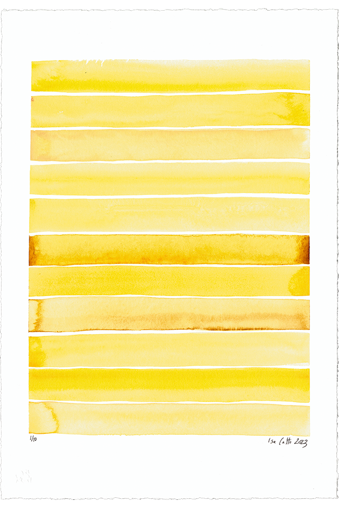 fine art print with yellow watercolor stripes